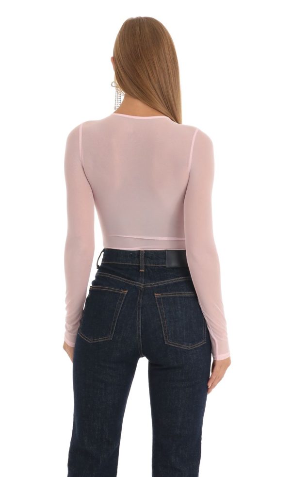 Mesh Bodysuit in Pink - Image 2