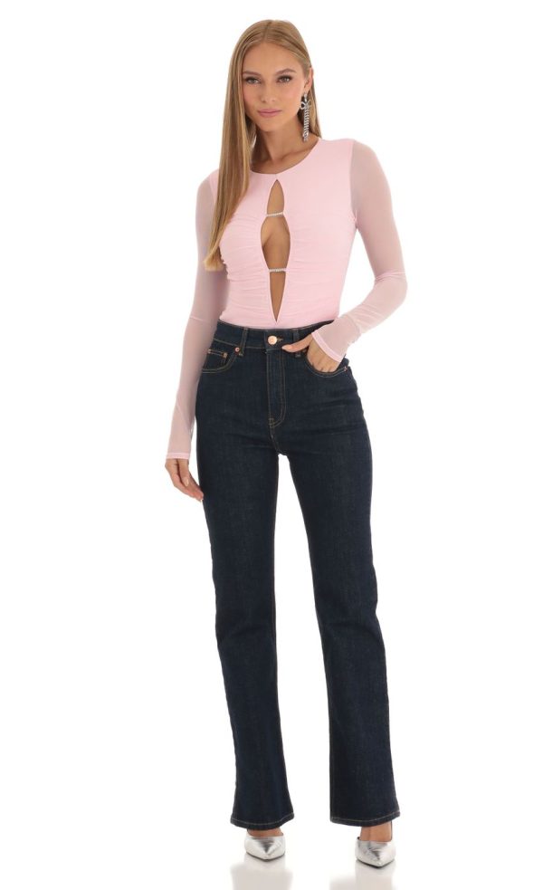 Mesh Bodysuit in Pink - Image 4