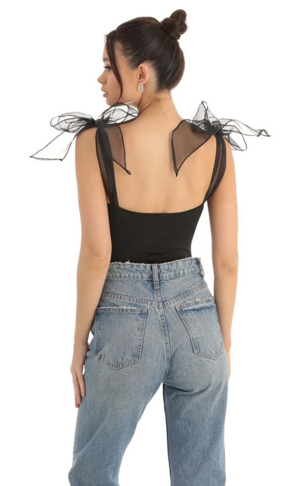 Bow Bodysuit in Black - Image 2