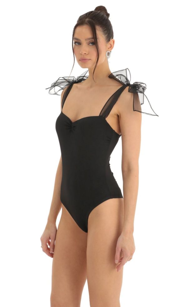 Bow Bodysuit in Black - Image 3