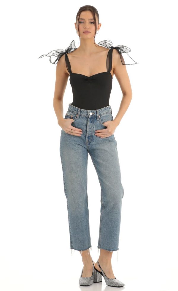 Bow Bodysuit in Black - Image 4