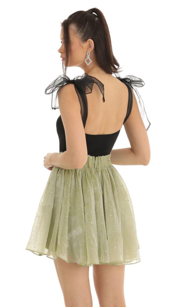 Glitter Skater Skirt in Green - Image 2