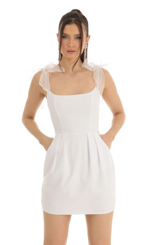 Bow Mini Dress in White