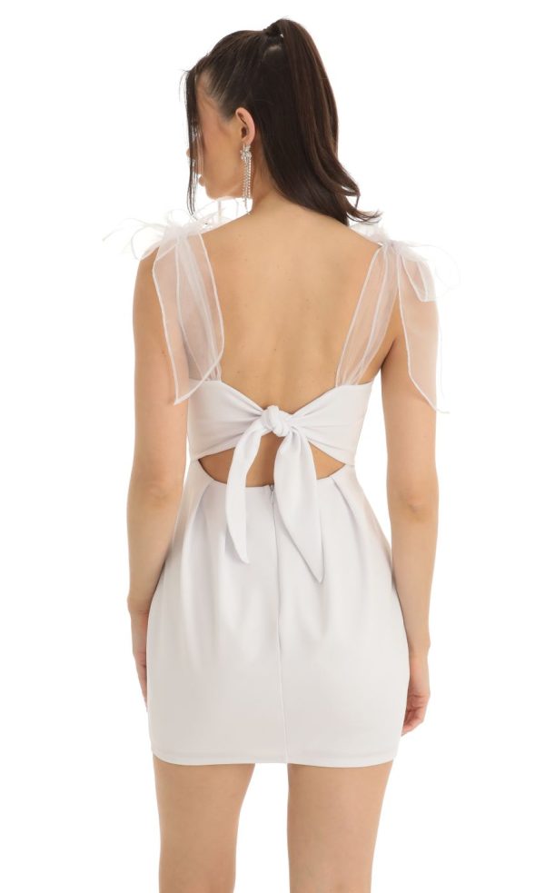 Bow Mini Dress in White - Image 2
