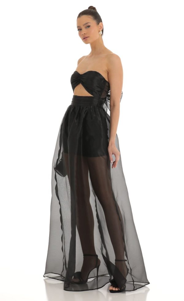 Cutout Strapless Maxi Dress in Black - Image 3