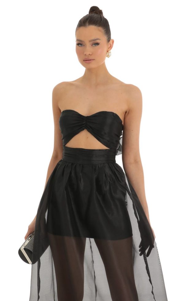 Cutout Strapless Maxi Dress in Black - Image 4