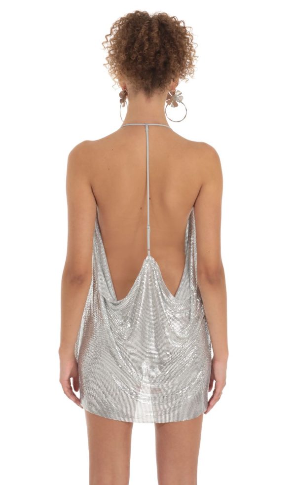 Safina Chainmail Shirt Dress in Silver - Image 2