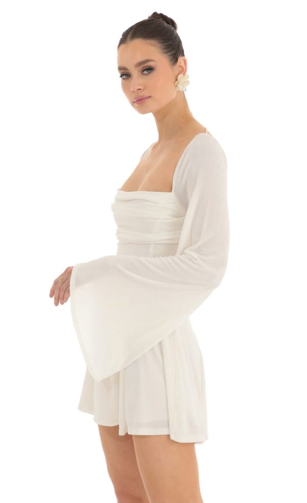 Flare Sleeve Dress in Ivory - Image 3