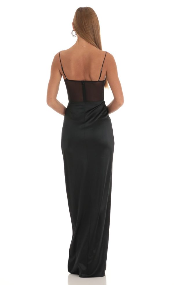 Corset Maxi Dress in Black - Image 2