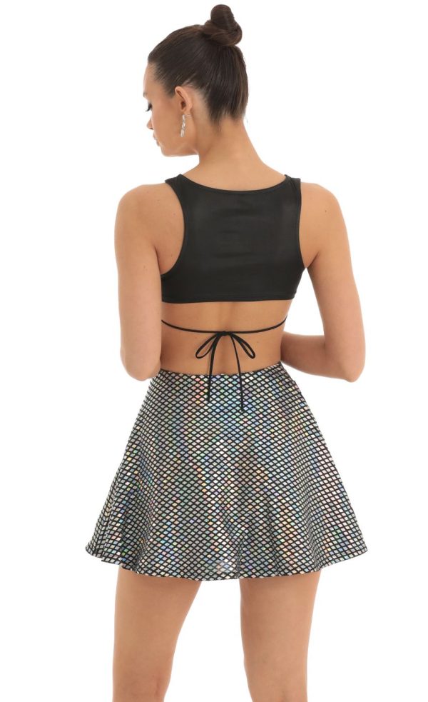 Sequin Square Skirt in Black - Image 2