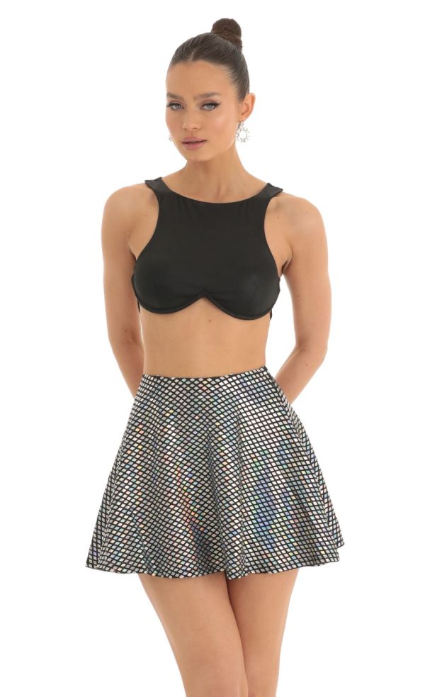Sequin Square Skirt in Black - Image 4