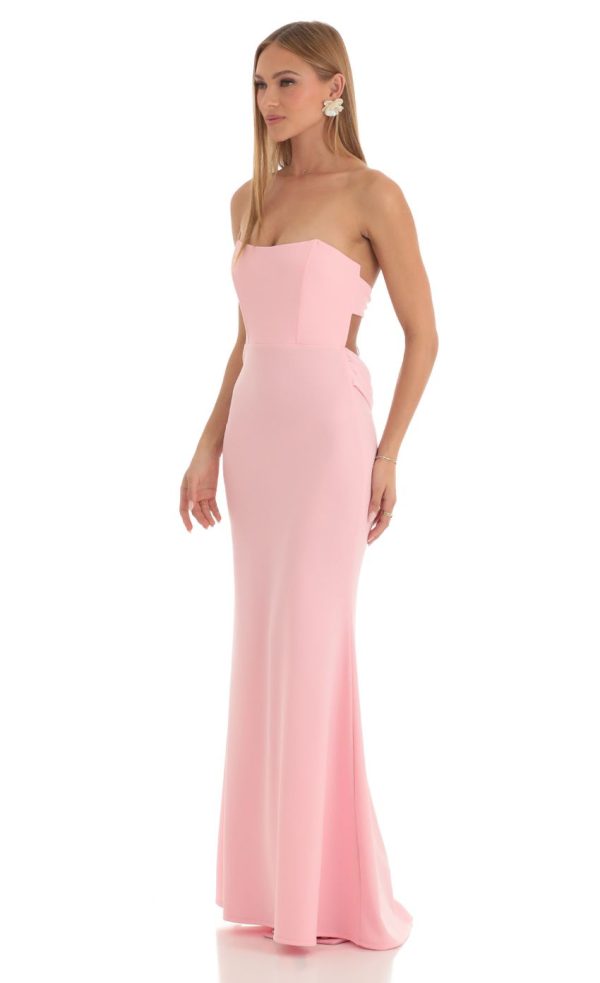 Mermaid Strapless Corset Maxi Dress in Pink - Image 3