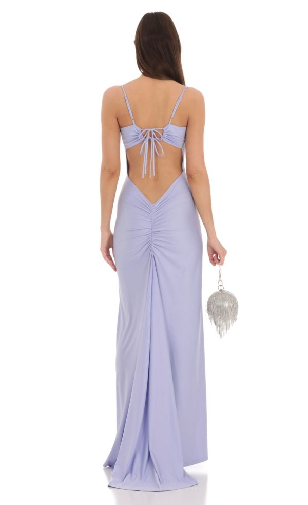 Ruched Maxi Dress in Blue