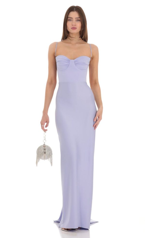 Ruched Maxi Dress in Blue - Image 2