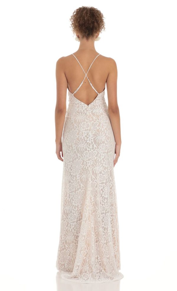 Lace Maxi Dress in White - Image 2