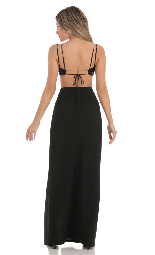 Sequin Cut-out Maxi Dress in Black - Image 2
