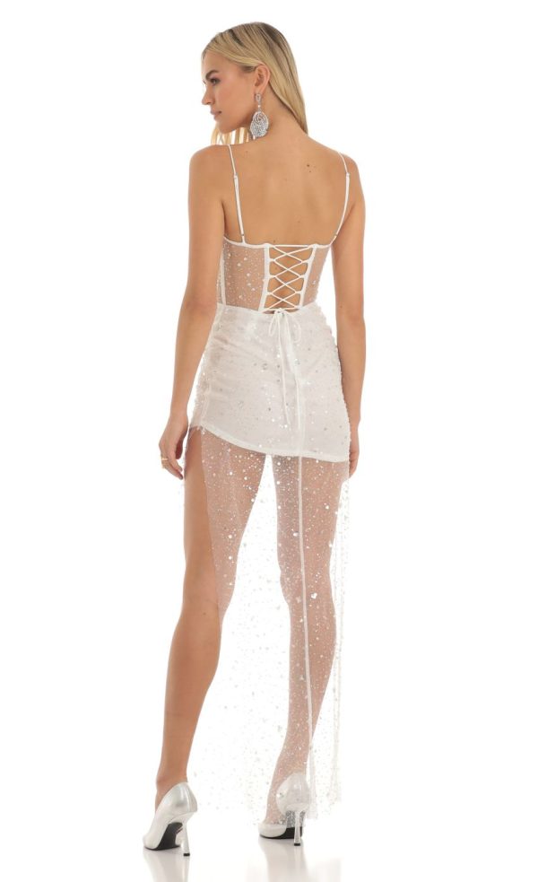 Sequin Maxi Dress in White - Image 2