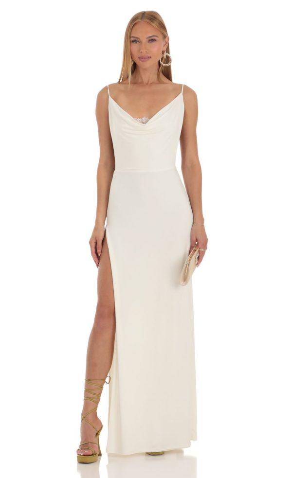 Lace Maxi Dress in Ivory - Image 3