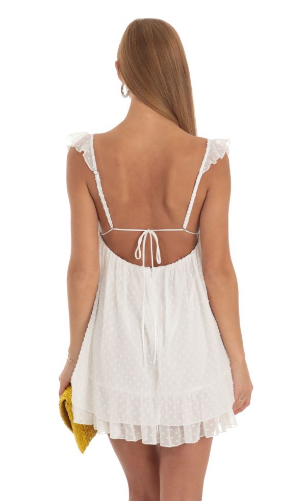 Dotted Flare Dress in White - Image 2