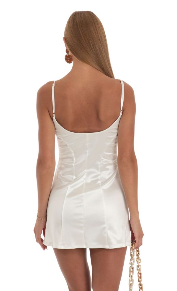 Satin Dress in White - Image 2