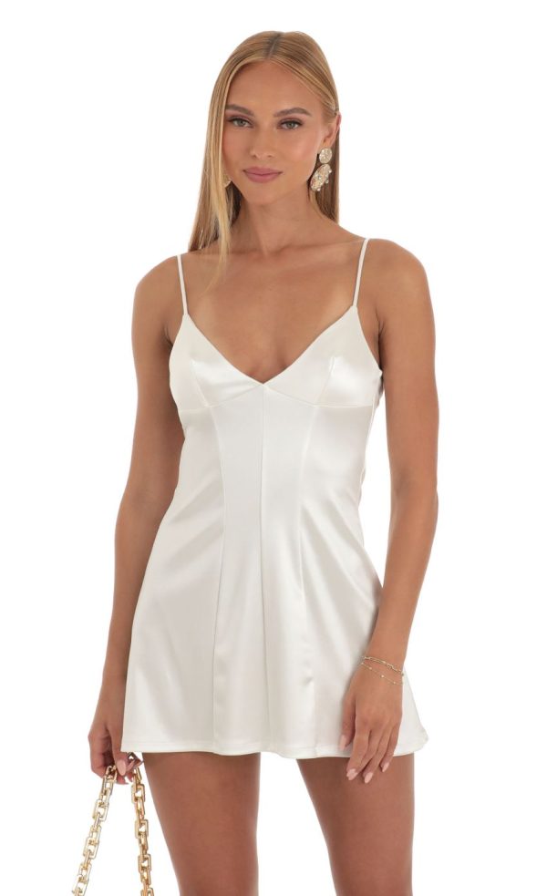 Satin Dress in White - Image 4
