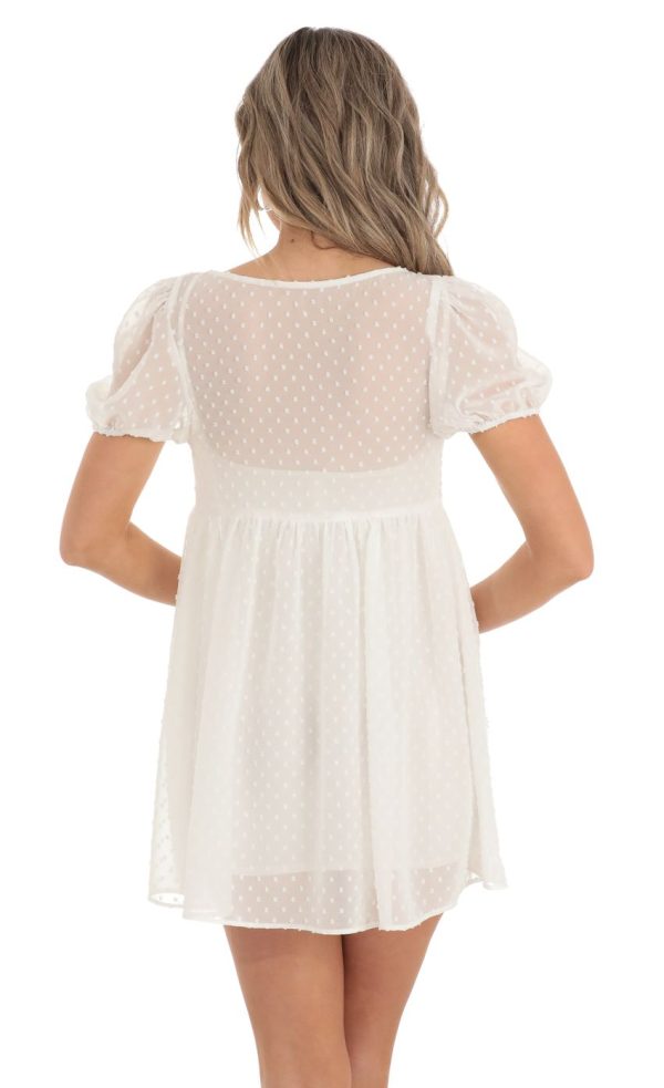 Dotted Lace Two Piece Dress Set in White - Image 2