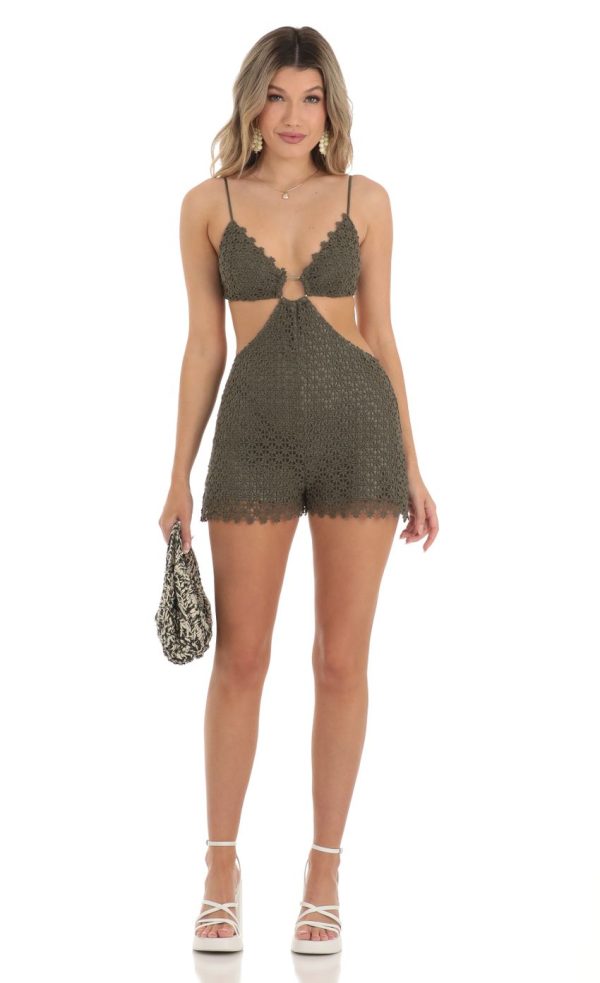 Crochet Romper in Green - Image 4