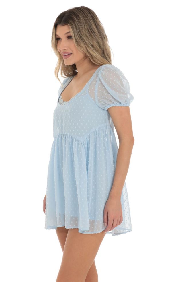 Dotted Lace Two Piece Dress Set in Blue - Image 3