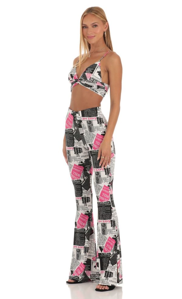 Two Piece Set in Newspapper Print - Image 3