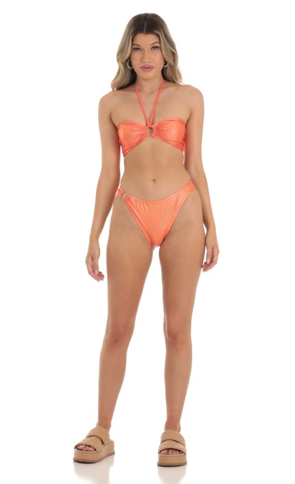 Iridescent Halter Bikini Set in Orange - Image 4