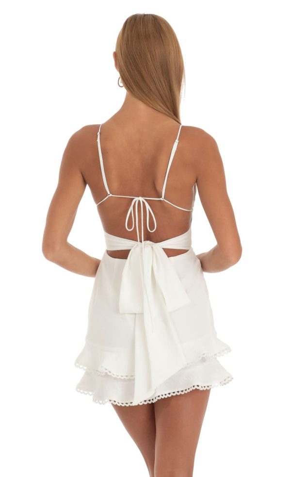 Double Ruffle Dress in White - Image 2
