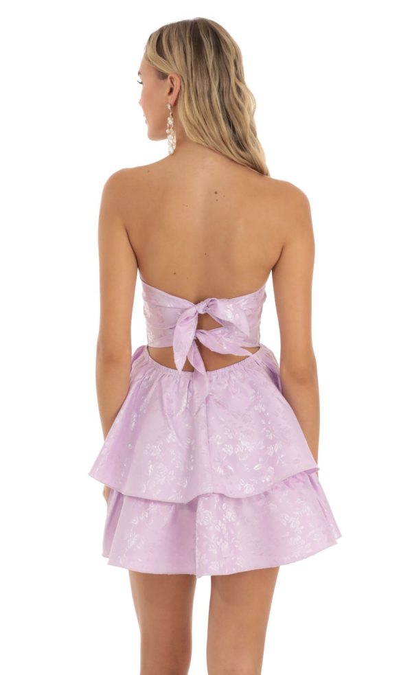 Jacquard Corset Mini Dress in Lilac - Image 2
