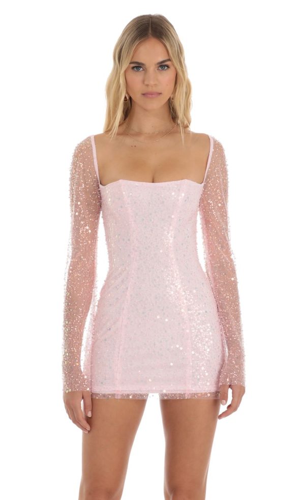 Sequin Corset Dress in Pink - Image 4