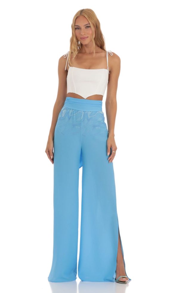 Swirl Wide Leg Pants in Blue