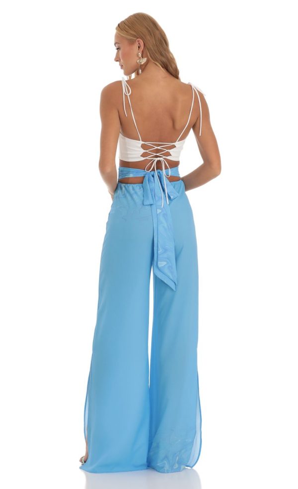 Swirl Wide Leg Pants in Blue - Image 2