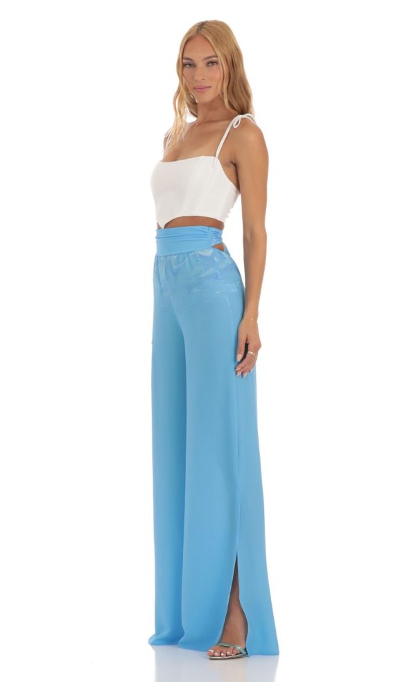 Swirl Wide Leg Pants in Blue - Image 3