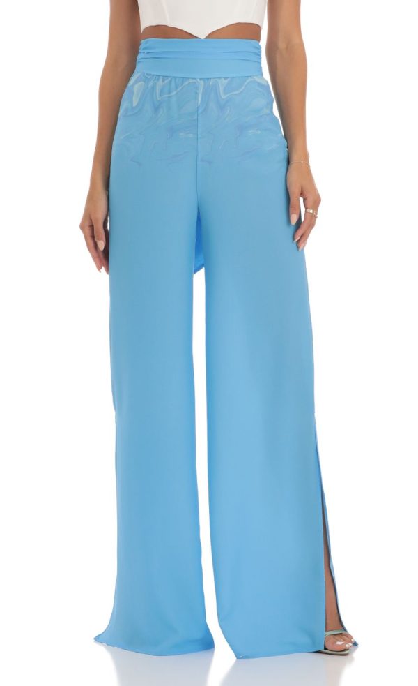 Swirl Wide Leg Pants in Blue - Image 4