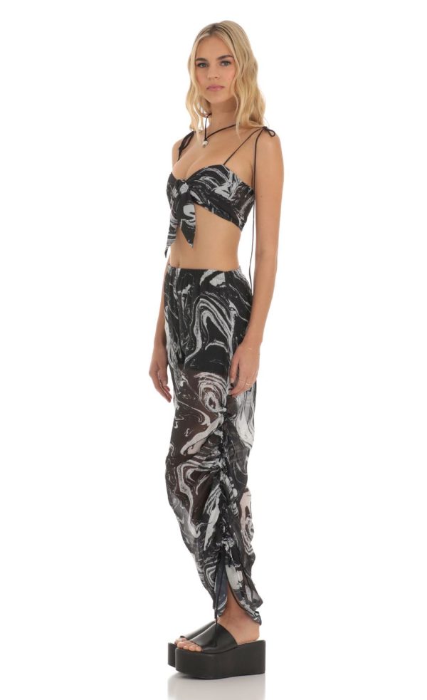 Ruched Pant Set in Black Swirl - Image 3