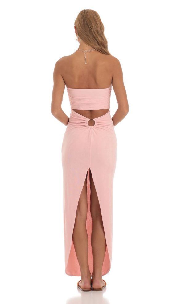 Slinky Strapless Dress in Pink - Image 2