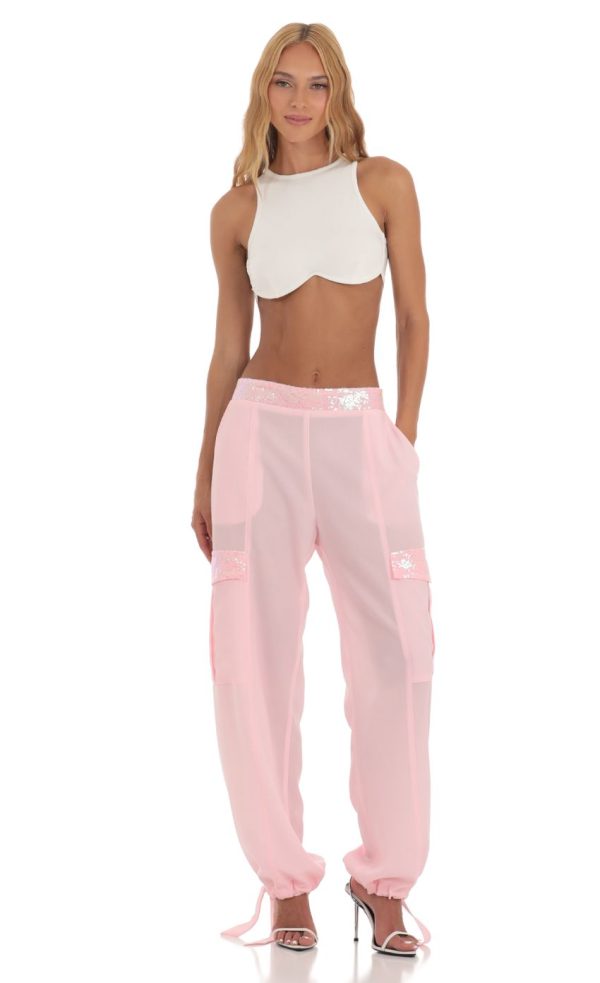 Sequin Pants in Pink