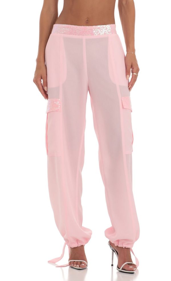 Sequin Pants in Pink - Image 4