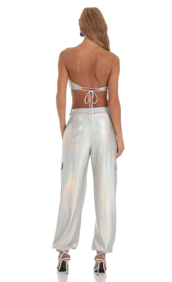 Holographic Pants in Silver - Image 2