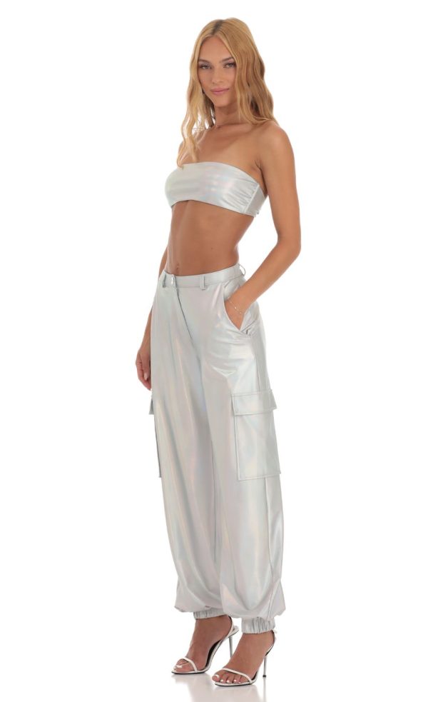 Holographic Pants in Silver - Image 3