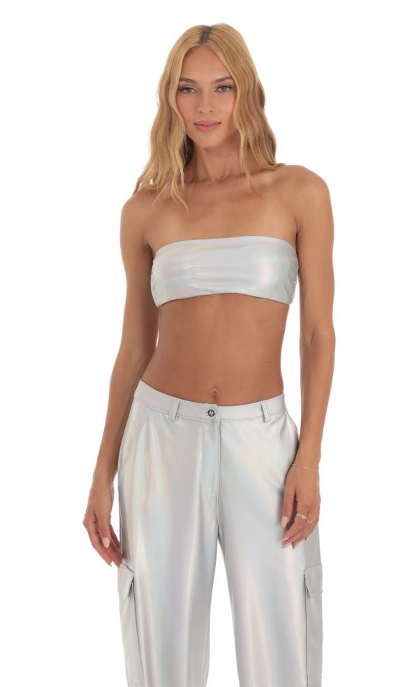 Holographic Pants in Silver - Image 4