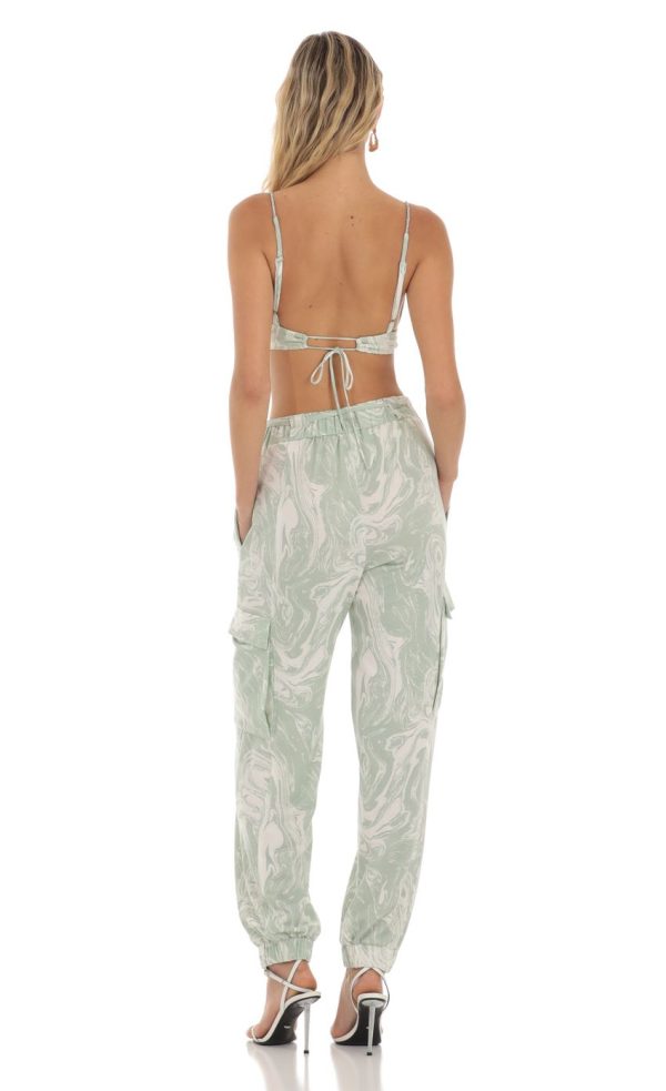 Rhinestone Two Piece Set in Green Swirl - Image 2