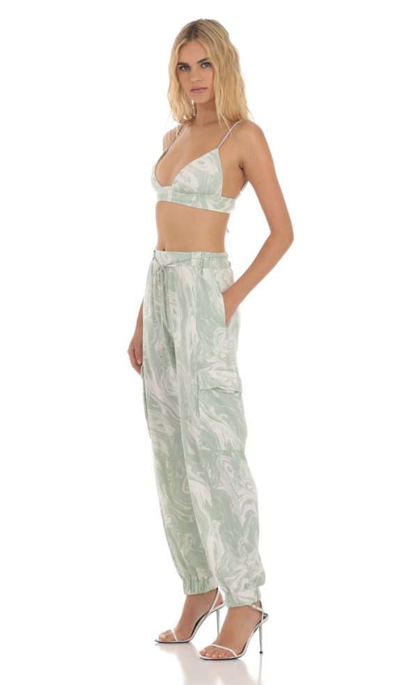 Rhinestone Two Piece Set in Green Swirl - Image 3