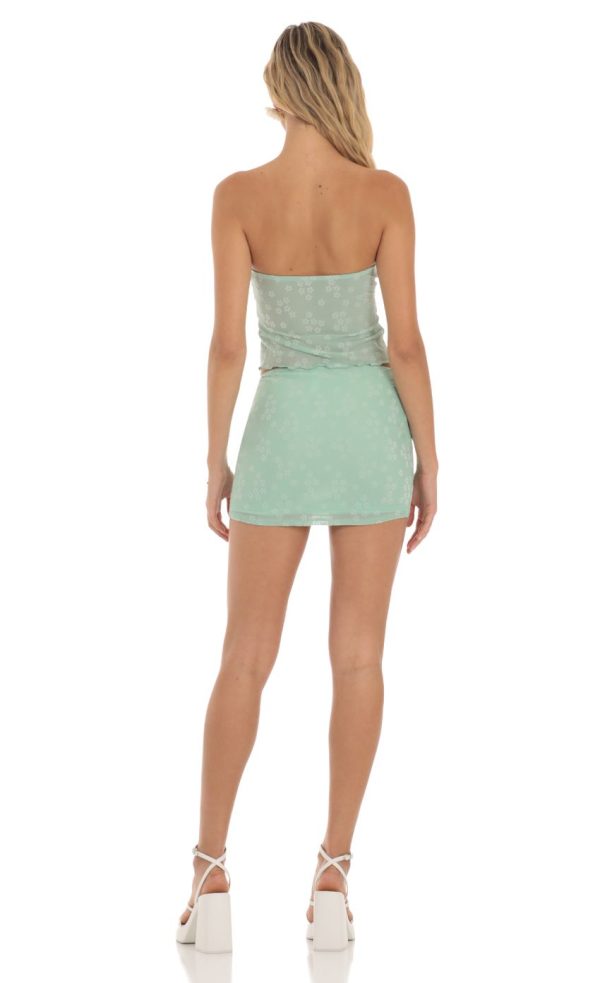 Floral Strapless Two Piece Set in Green - Image 2