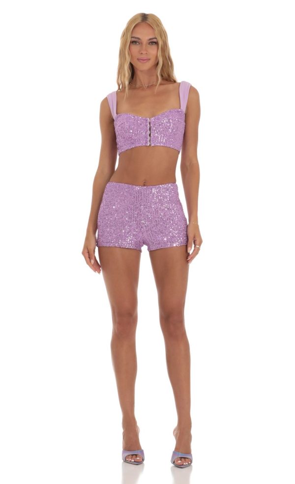 Sequin Two Piece Set in Purple