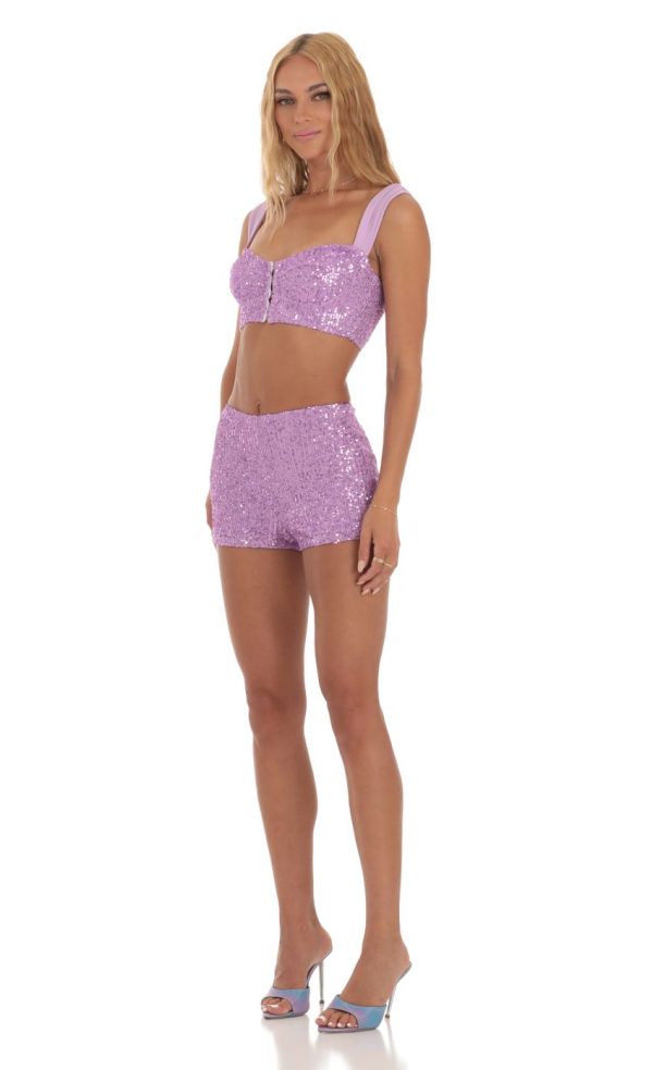 Sequin Two Piece Set in Purple - Image 3