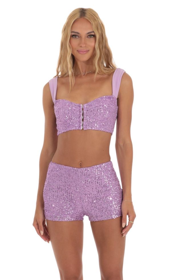 Sequin Two Piece Set in Purple - Image 4